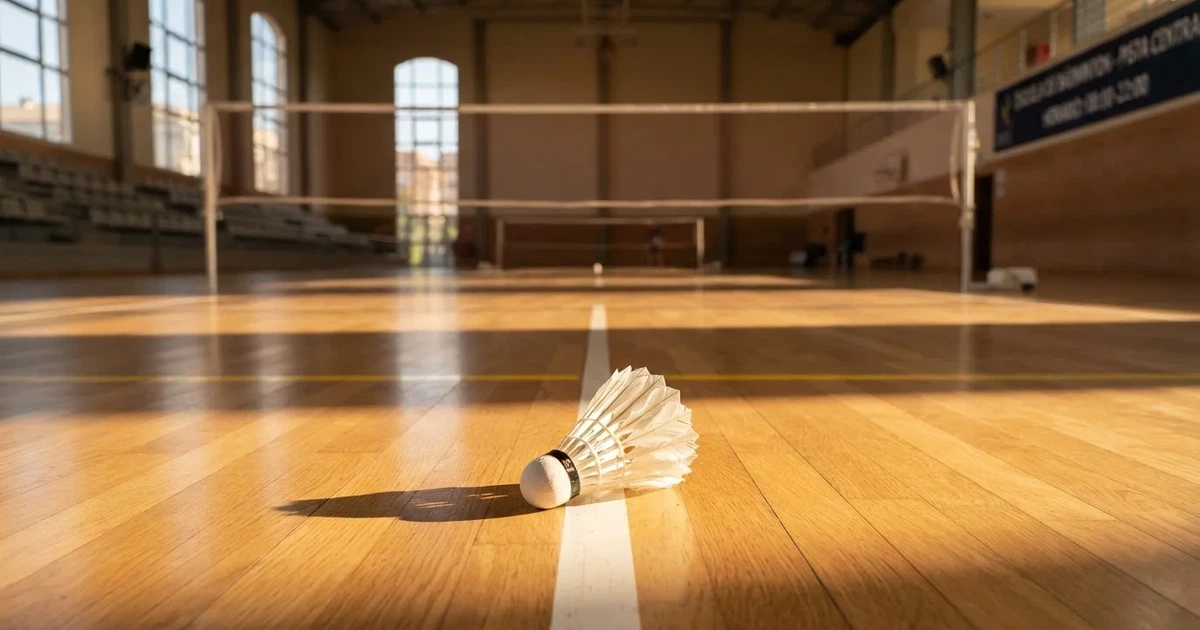 Un balón en el punto central de un campo de césped a la luz de la mañana